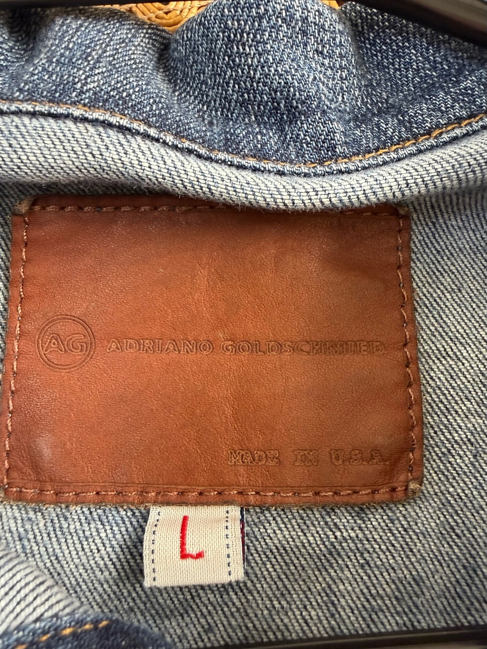 AG Adriano Goldschmied Denim Jacket Large USA Made Classic Trucker Jean Jacket - Picture 5 of 7